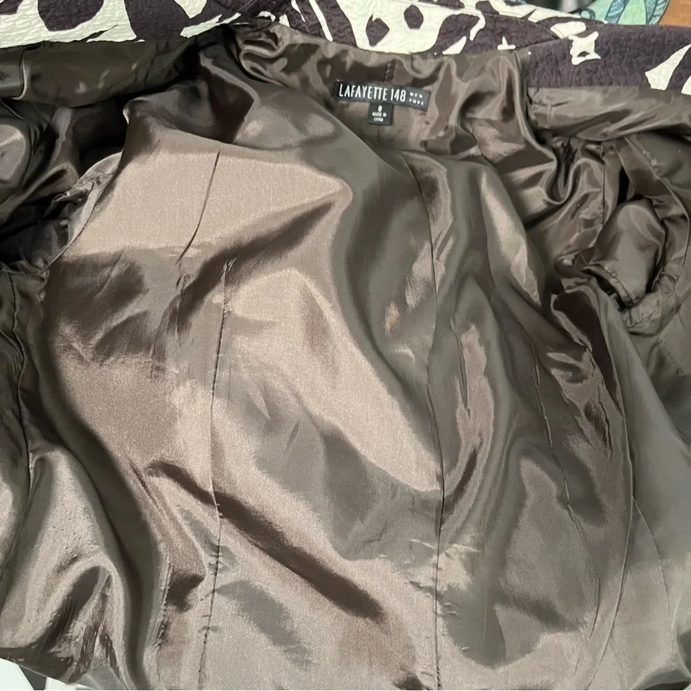 Lafayette 148 Black & White Cotton Floral Jacket